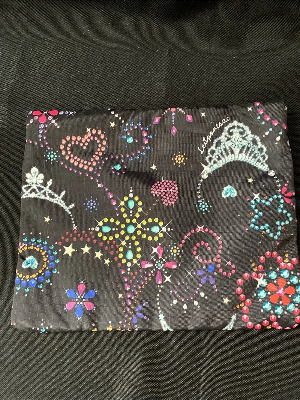 LeSportsac Blue Striped and Black Star & Tiara Printed Triple Pouch Duo